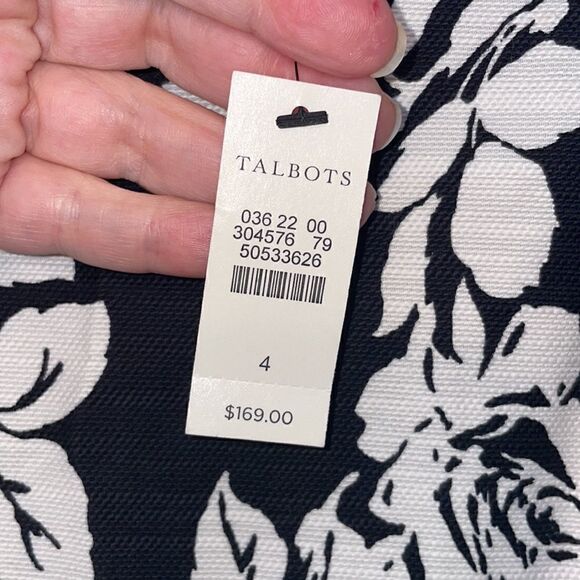 Talbots black and white floral dress size 4 - Picture 3 of 9